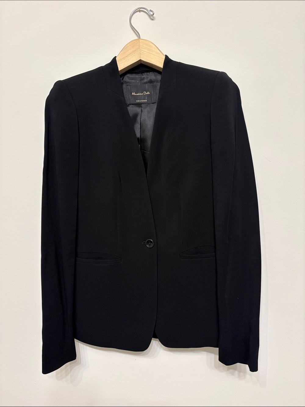 Massimo Dutti black crepe tailored blazer sz 2 preloved